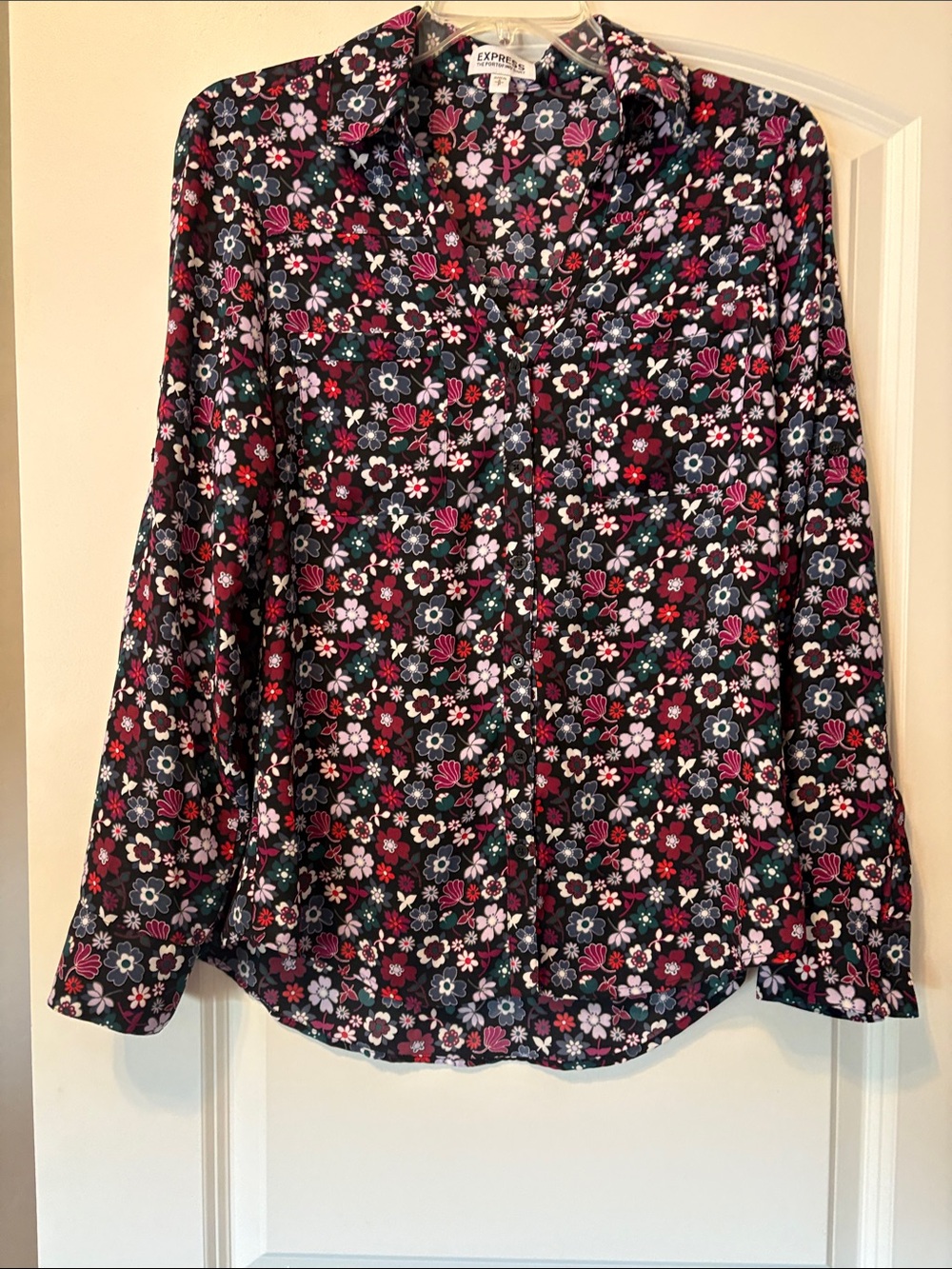 Express The Portofino Shirt floral blouse small